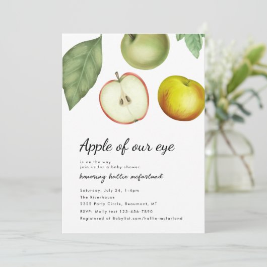 Een schattige appel van ons Baby shower Kaart (Staand voorkant)