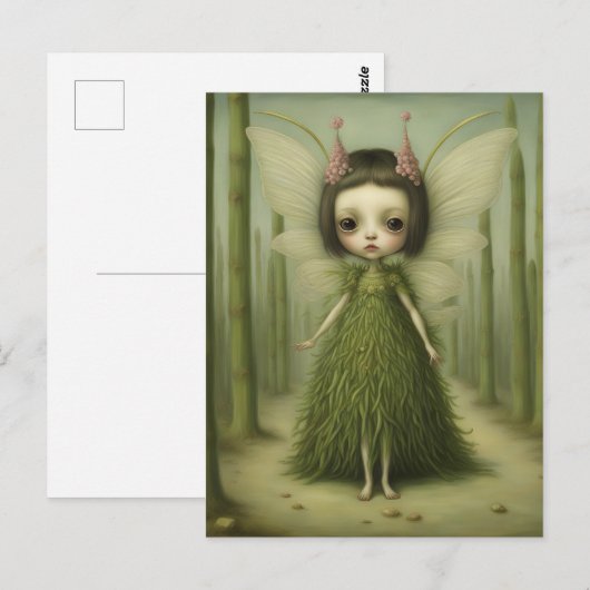 Een schattige aspergefee fantasie briefkaart (Voorkant / Achterkant)