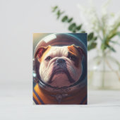 Een schattige astronaut Bulldog Briefkaart (Staand voorkant)