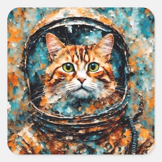 Een schattige astronaut vierkante sticker (Voorkant)