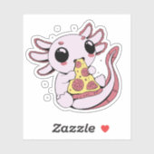 Een schattige axolotl die pizza eet sticker (Vel)