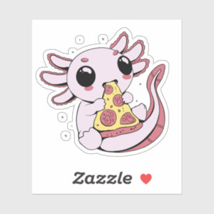 Een schattige axolotl die pizza eet sticker