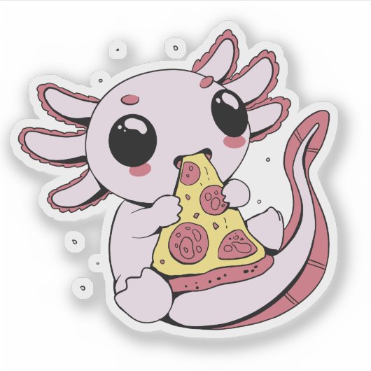Een schattige axolotl die pizza eet sticker (Voorkant)