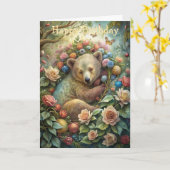 Een Schattige Baby Beer Kaart (Gele Bloem)