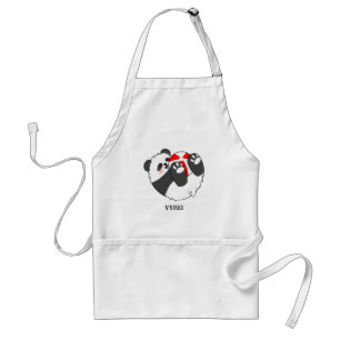 Een schattige baby panda speelt met een bal standaard schort