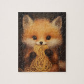 Een schattige baby rode vos die spaghetti eet legpuzzel (Verticaal)
