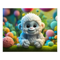 Een schattige baby Yeti gemaakt van garen