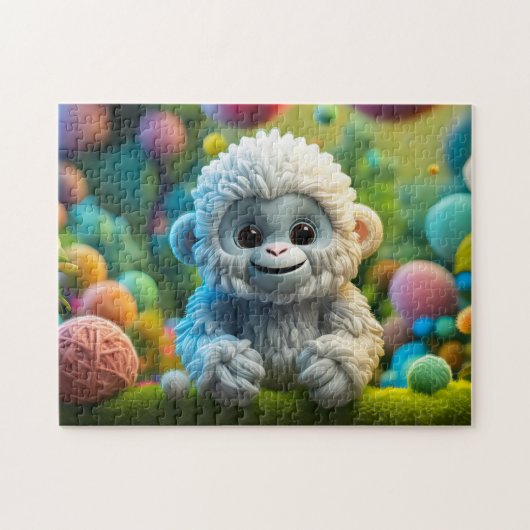 Een schattige baby Yeti gemaakt van garen Legpuzzel (Horizontaal)