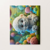 Een schattige baby Yeti gemaakt van garen Legpuzzel (Verticaal)