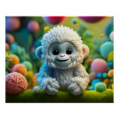 Een schattige baby Yeti gemaakt van garen Perfect Poster (Voorkant)