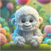 Een schattige baby Yeti gemaakt van garen Sticker (Voorkant)