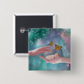 Een schattige babyjongen in handfantasie vierkante button 5,1 cm (Voorkant /achterkant)