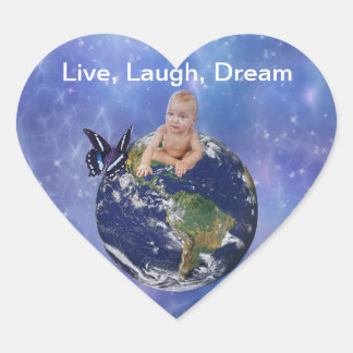 Een schattige baby's werelddroom hart sticker