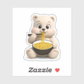 Een schattige beer die noedels eet. sticker (Vel)