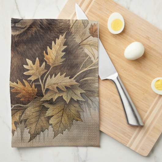 Een Schattige Beer in het bos Theedoek (Quarter Fold)