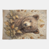 Een Schattige Beer in het bos Theedoek (Horizontaal)
