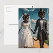 Een Schattige Black Cat Couple Trouwdag in Park Briefkaart (Voorkant / Achterkant)