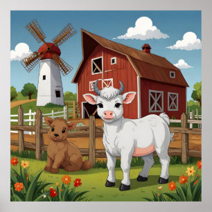 een schattige BOERDERIJDIEREN Poster