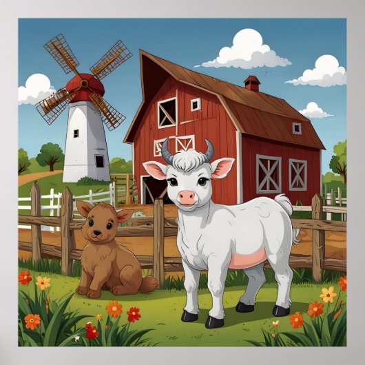 een schattige BOERDERIJDIEREN Poster (Voorkant)