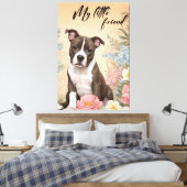 Een schattige bruine Staffordshire Terrier puppy Canvas Afdruk (Insitu (Slaapkamer))