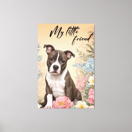 Een schattige bruine Staffordshire Terrier puppy Canvas Afdruk (Voorkant)