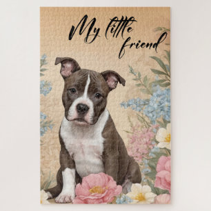 Een schattige bruine Staffordshire Terrier puppy Legpuzzel