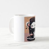 Een schattige bubble tea cup zwart wit koffiemok (Voorkant links)
