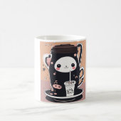 Een schattige bubble tea cup zwart wit koffiemok (Center)