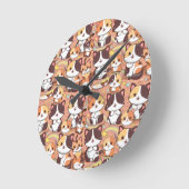 Een schattige calico katten naadloos patroon klok  (Hoek)