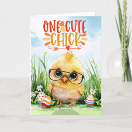 Een Schattige Chick Schattige Pasen Chick Feestdagen Kaart