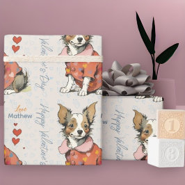 Een schattige Chihuahua op een Valentijnskaart, Cadeaupapier