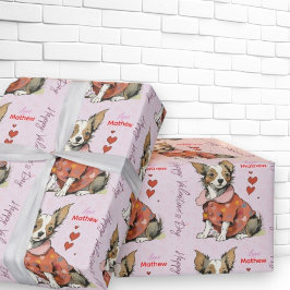 Een schattige Chihuahua op een Valentijnskaart, Cadeaupapier