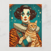 Een Schattige Clown en Tabby Siamese Kat Briefkaart (Voorkant)