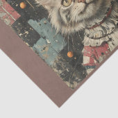 Een schattige clown kat op hout geschilderde muur  tissuepapier (Detail)