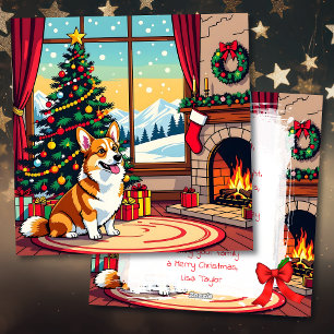 Een Schattige Corgi Kerst Persoonlijk Feestdagenkaart