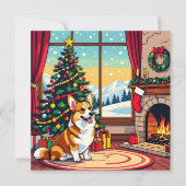 Een Schattige Corgi Kerst Persoonlijk Feestdagenkaart (Voorkant)
