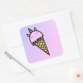 Een schattige eenhoorn-ijskegel-sticker vierkante sticker (Envelop)