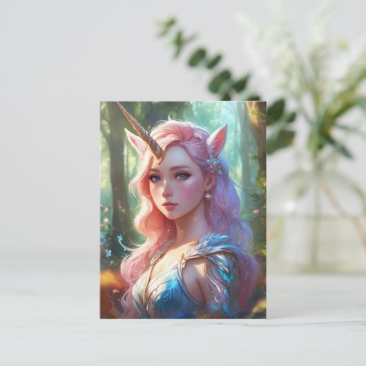 Een schattige eenhoorn in de dromerige bossen briefkaart (Staand voorkant)