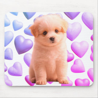 Een Schattige Eenzame Puppy op een Laptop Desktop Muismat