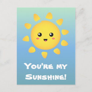 Een schattige en gelukkige zon die helder schijnt briefkaart