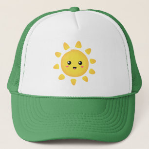 Een schattige en gelukkige zon die helder schijnt trucker pet