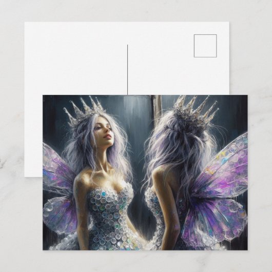 Een schattige fee die in de spiegel kijkt briefkaart (Voorkant / Achterkant)