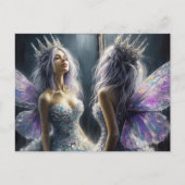 Een schattige fee die in de spiegel kijkt briefkaart (Voorkant)