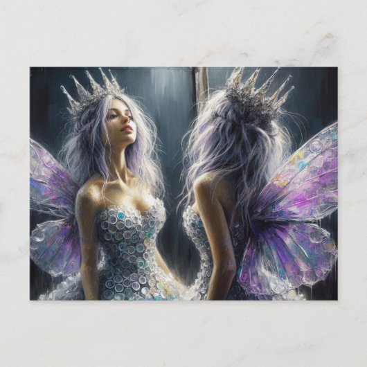 Een schattige fee die in de spiegel kijkt briefkaart (Voorkant)