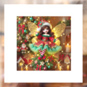 Een schattige fee op kerstboom kleurrijk ontwerp raamsticker (Vel 2)