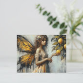 Een schattige fee plukken citroenen briefkaart (Staand voorkant)