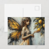 Een schattige fee plukken citroenen briefkaart (Voorkant / Achterkant)