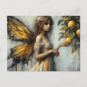 Een schattige fee plukken citroenen briefkaart (Voorkant)