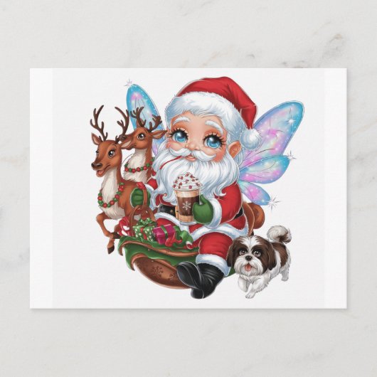 Een schattige feeërieke Sinterklaas met glanzende Briefkaart (Voorkant)