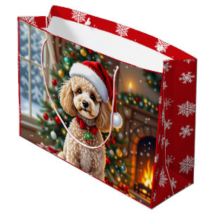 Een Schattige Festieve Poodle Kerst Groot Cadeauzakje